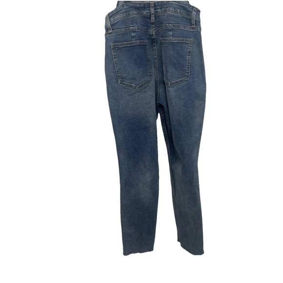 We the Free People Womens Bib Overalls Distressed Denim Blue Sz 28 Boho Raw Hem - Picture 6 of 9